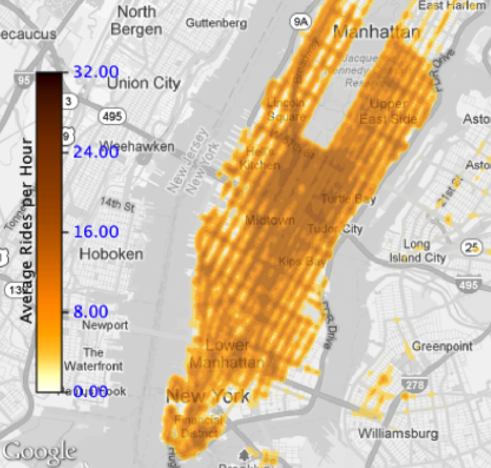 Pixel-based density heat map