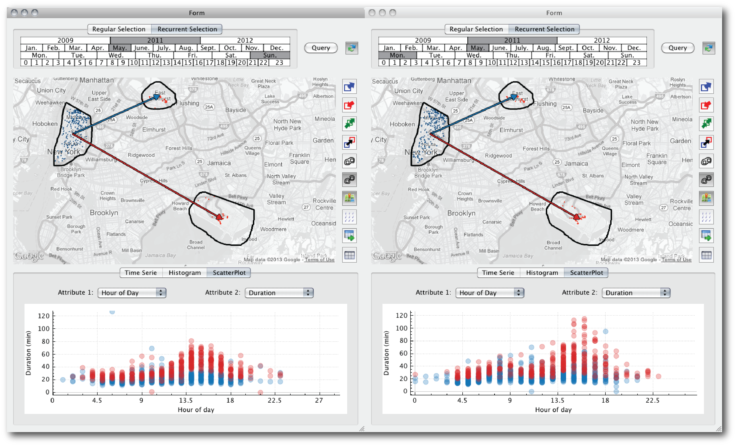 Full TaxiVis interface showing linked views
