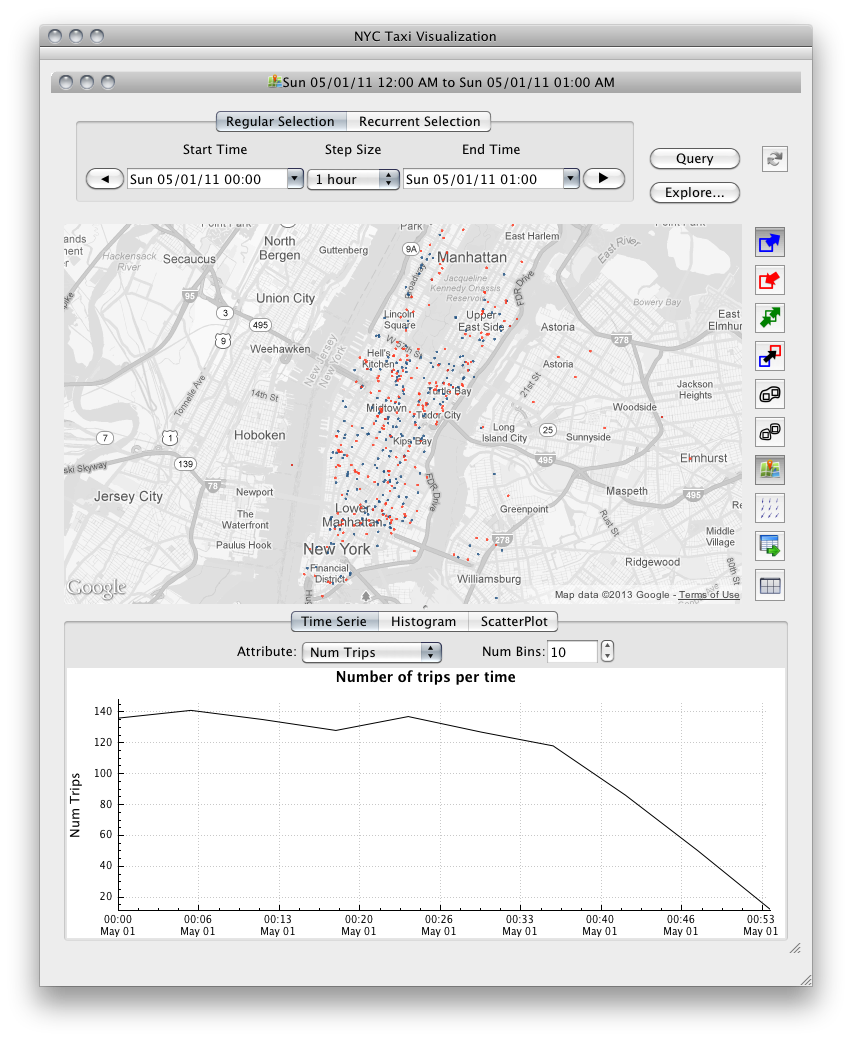 Map showing spatial pattern for selected time